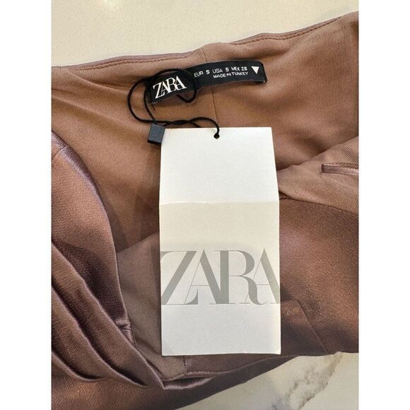 Zara NWT Satin Crop Top in Rosy Bronze Size S - Picture 4 of 4